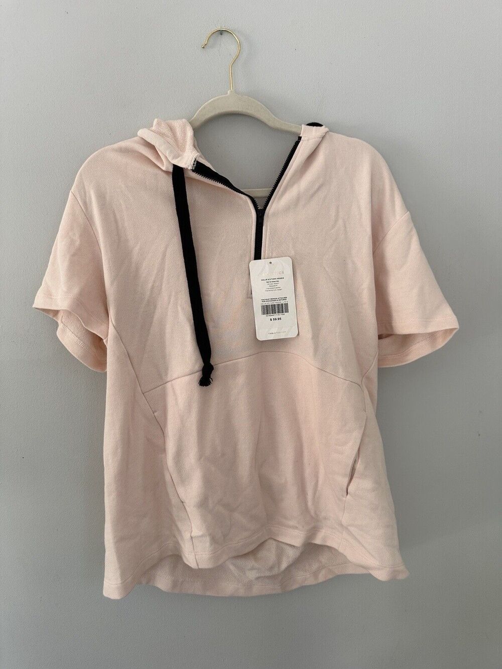 Fabletics Hallie Pink Short Sleeve Tunic Hoodie Pockets Women’s L Athleisure